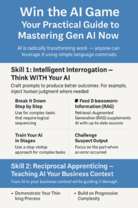 Business professional collaborating with AI assistant on laptop, demonstrating intelligent interrogation techniques for enhanced productivity